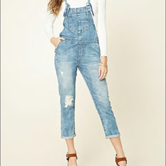 Forever 21 Pants - Forever 21 ripped jeans overall jumpsuit 28 s m